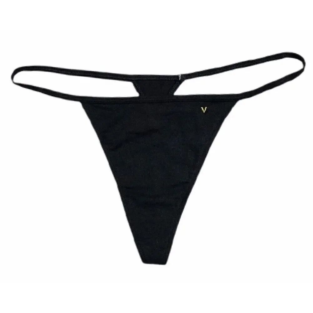 VIctoria’s Secret Stretch cotton v-string Thong Panty Black Small